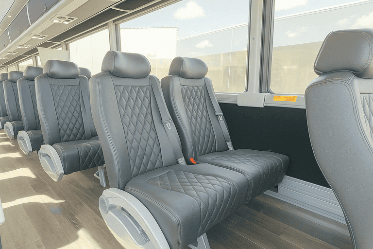 interior of West Valley City Coach Bus Service charter bus